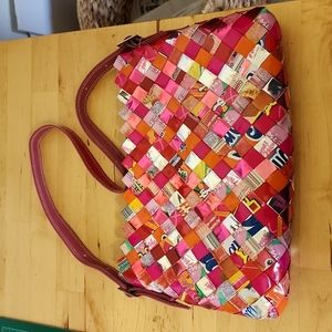 NWT Nahui Ollin Red Patent Leather Woven Wrapper Shoulder Purse